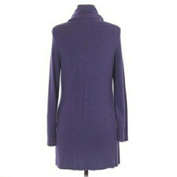 Adrienne Vittadini Knit Cowl Neck Tunic Mini Sweater Dress Purple‎ Non Itch Sz M - Picture 7 of 12